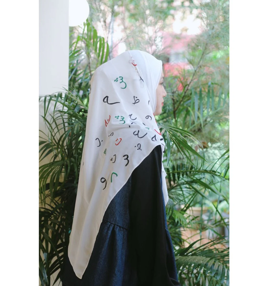 Free Palestine Chiffon Hijab – Cultural Statement Scarf with Arabic Letter Design (MH107) - Image 15