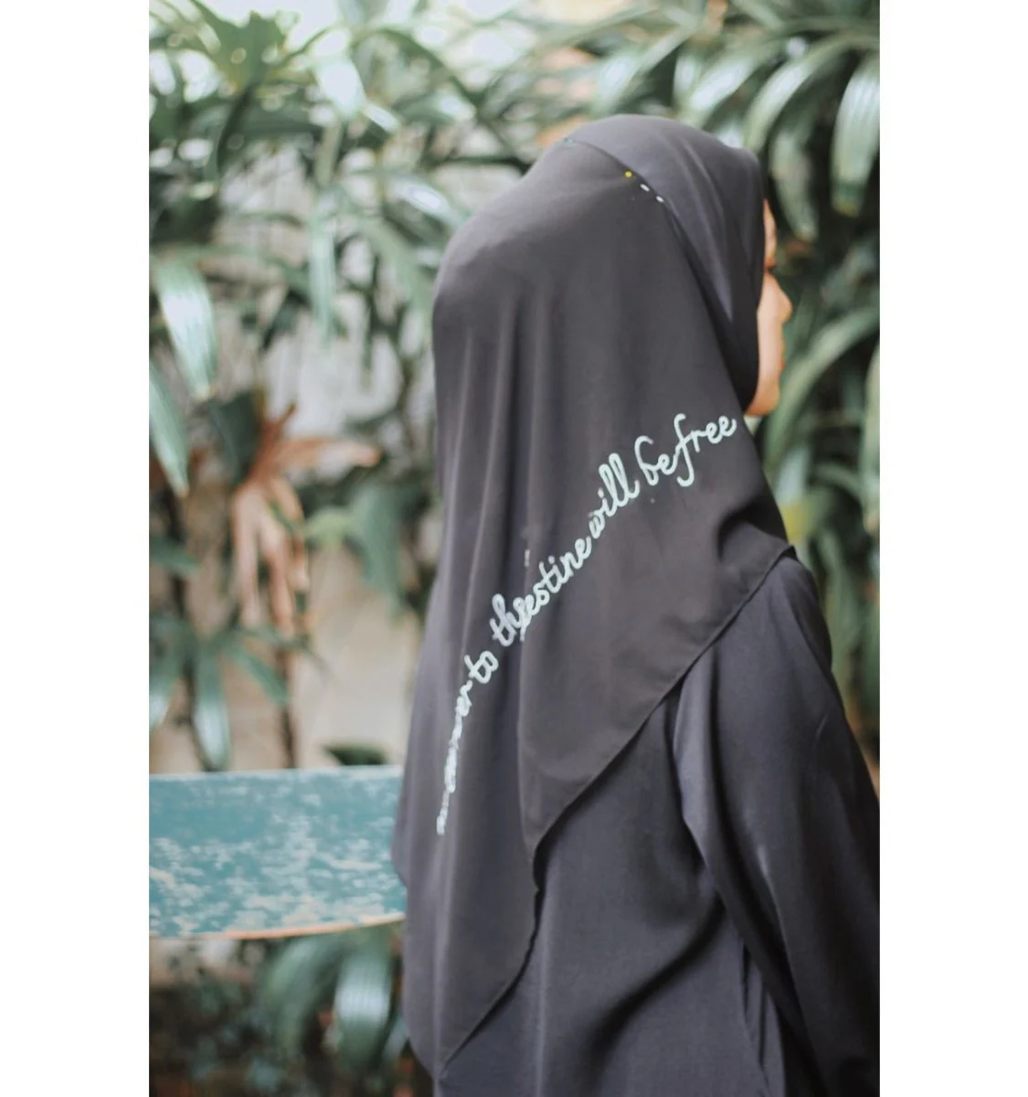 Free Palestine Chiffon Hijab – Cultural Statement Scarf with Arabic Letter Design (MH107) - Image 16