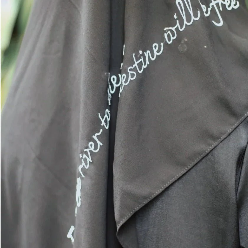 Free Palestine Chiffon Hijab – Cultural Statement Scarf with Arabic Letter Design (MH107) - Image 8