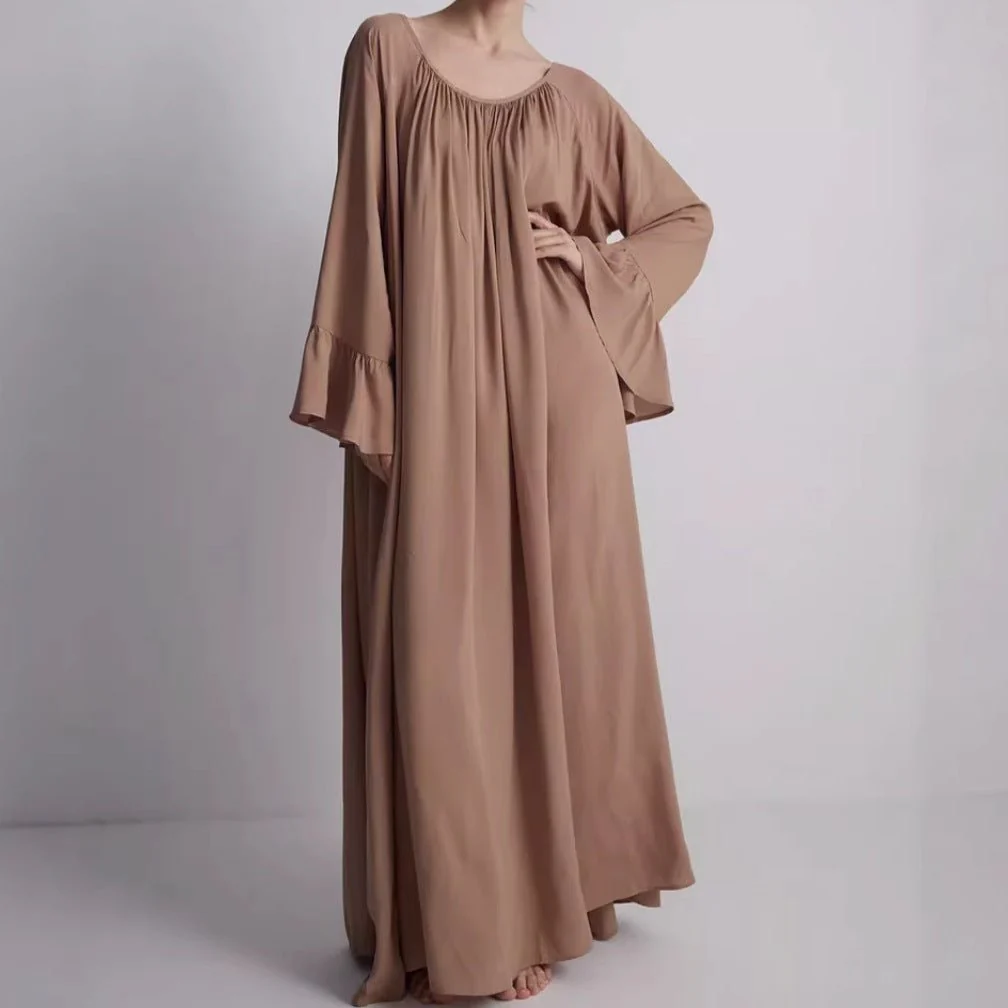 French Loungewear Maxi Dress with Ruffle Cuffs(MA397) - Image 2