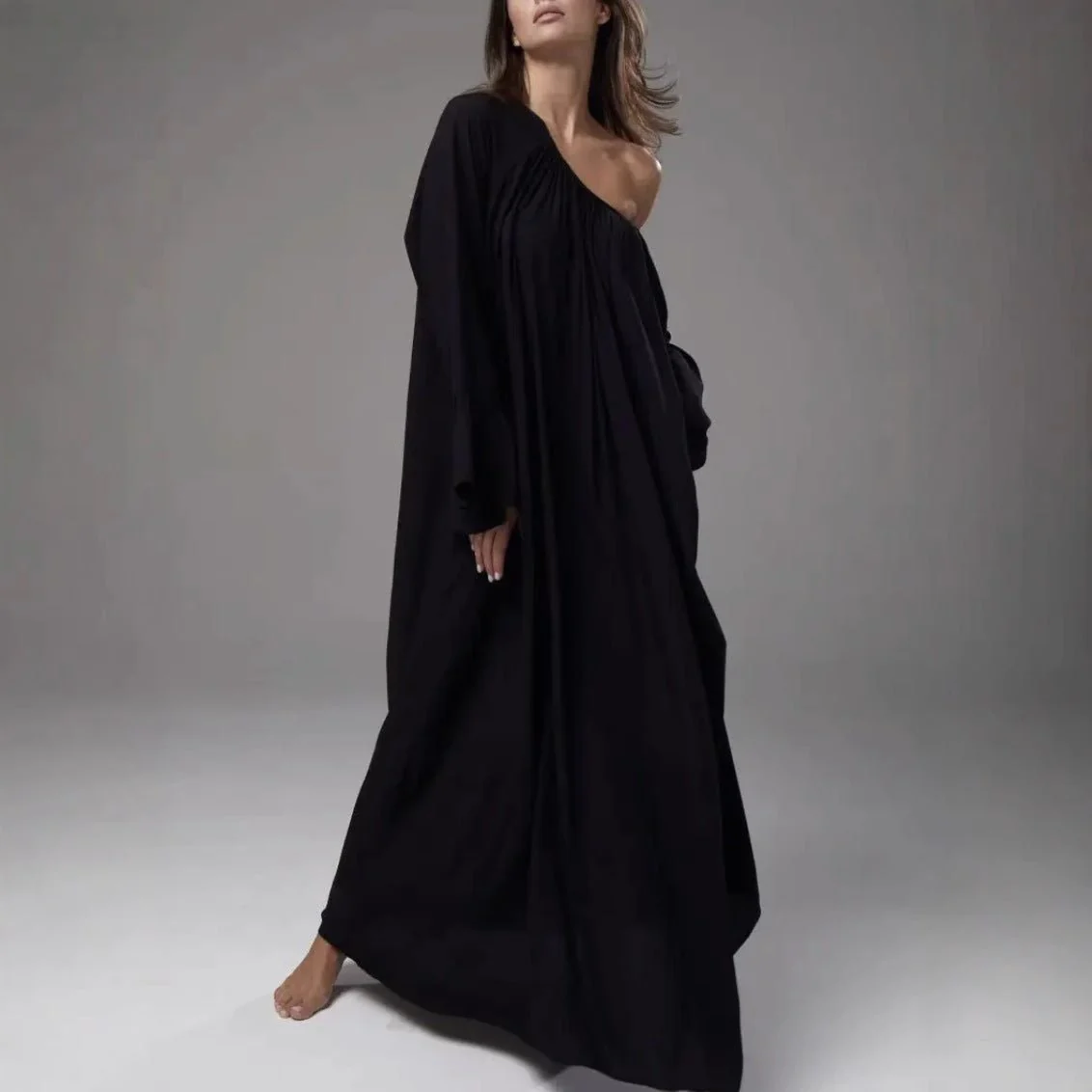 French Loungewear Maxi Dress with Ruffle Cuffs(MA397) - Image 4