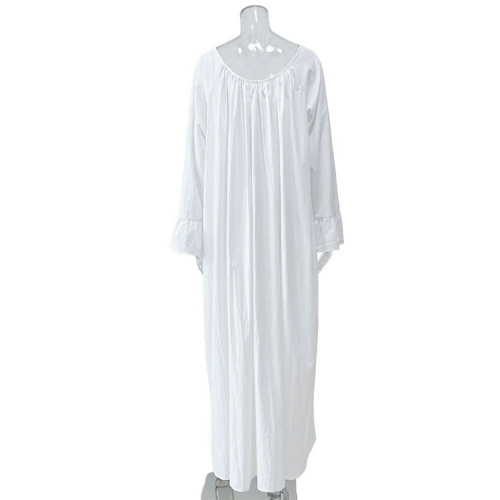 French Loungewear Maxi Dress with Ruffle Cuffs(MA397) - Image 5