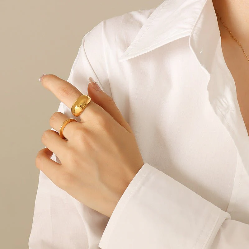Geometric Brilliance Ring Minimalist High-Shine Bands for Stacking & Styling (MAC272) - Image 2