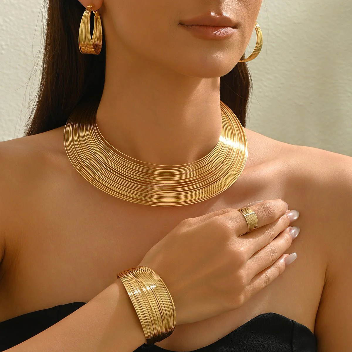 Geometric Multi-Layer Metal Jewelry Set (MAC417) - Image 2