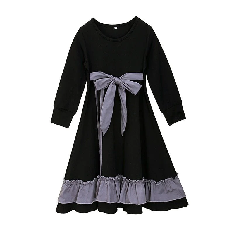 Girls Dress & Hijab Set with Contrast Trim(MKG025) - Image 6