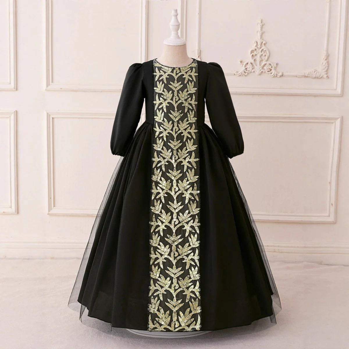 Girls Embroidered Princess Dress with Tulle Overlay(MKG022) - Image 3