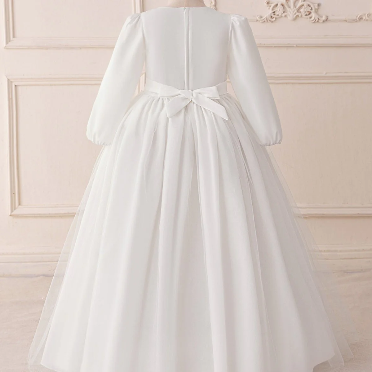 Girls Embroidered Princess Dress with Tulle Overlay(MKG022) - Image 6