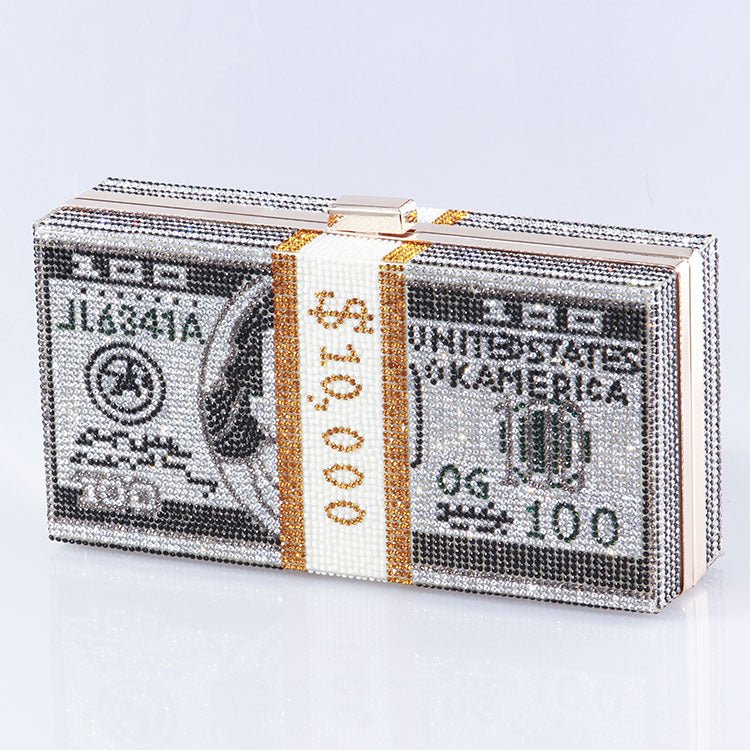 Glamorous Fully Bedazzled Dollar Motif Evening Bag Party Clutch (MAC293) - Image 10
