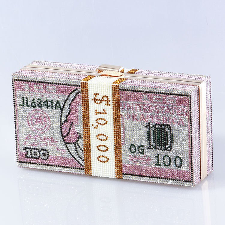 Glamorous Fully Bedazzled Dollar Motif Evening Bag Party Clutch (MAC293) - Image 11