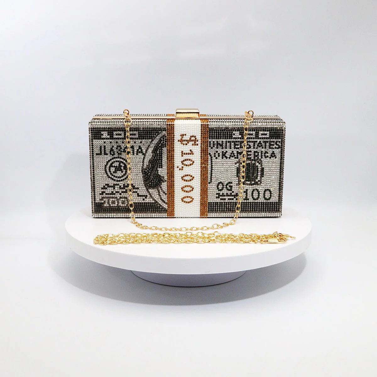 Glamorous Fully Bedazzled Dollar Motif Evening Bag Party Clutch (MAC293) - Image 2