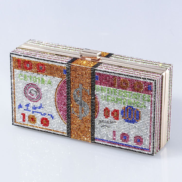 Glamorous Fully Bedazzled Dollar Motif Evening Bag Party Clutch (MAC293) - Image 4