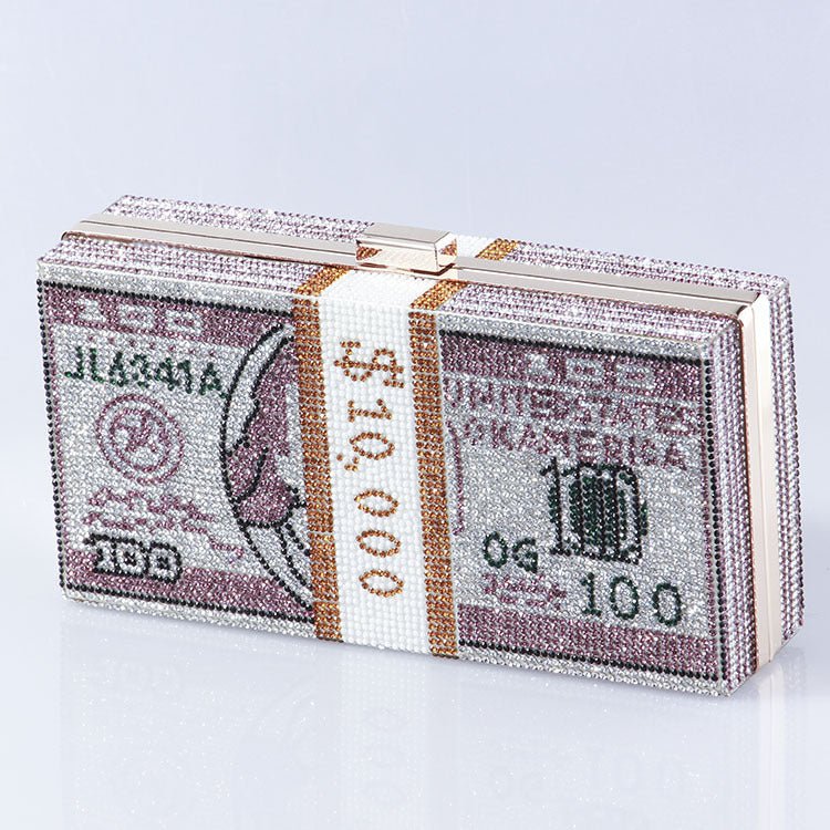 Glamorous Fully Bedazzled Dollar Motif Evening Bag Party Clutch (MAC293) - Image 7