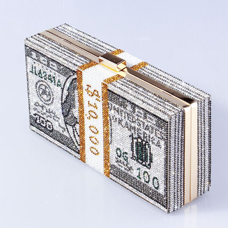 Glamorous Fully Bedazzled Dollar Motif Evening Bag Party Clutch (MAC293) - Image 8