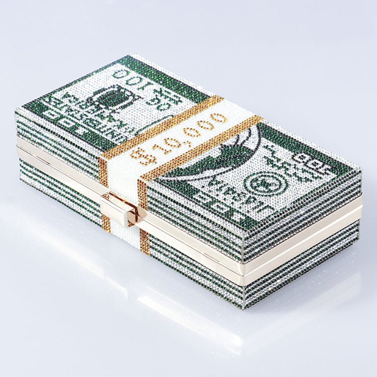 Glamorous Fully Bedazzled Dollar Motif Evening Bag Party Clutch (MAC293) - Image 9