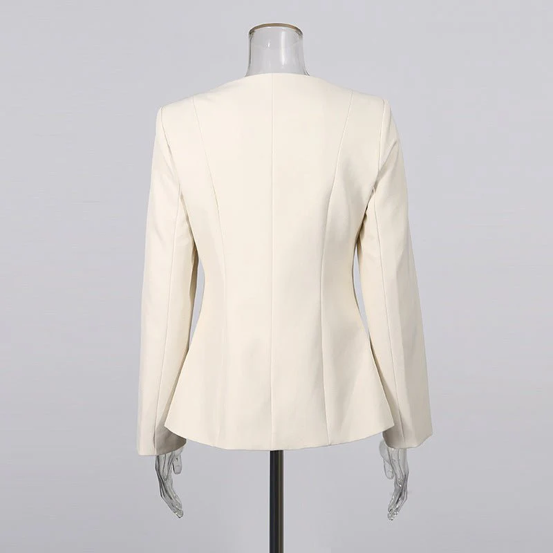Gold Button Blazer & Straight Leg Pants Set (MS398) - Image 7