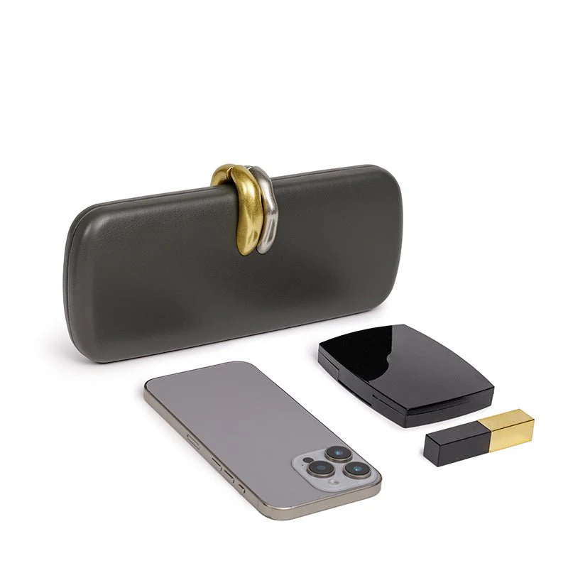 Gold & Silver Accent Structured Clutch Bag(MAC429) - Image 3