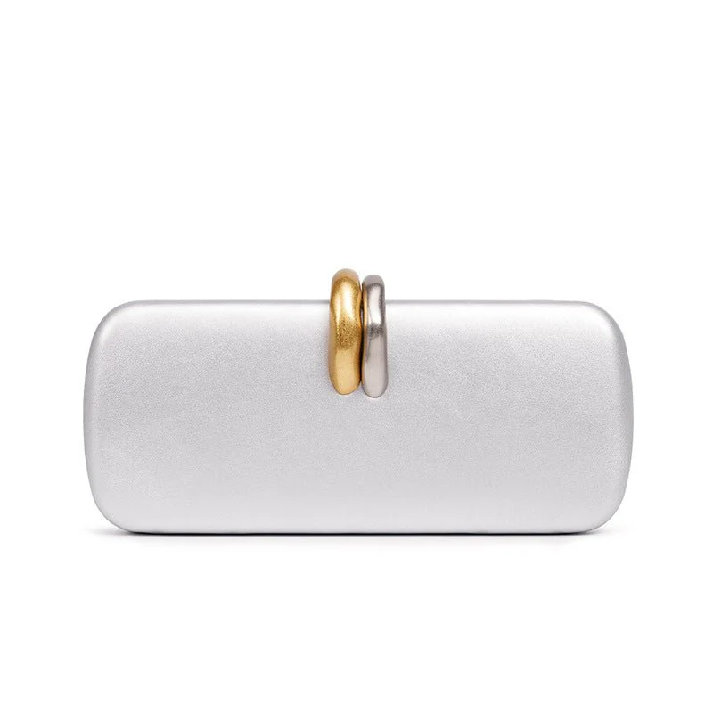 Gold & Silver Accent Structured Clutch Bag(MAC429) - Image 8