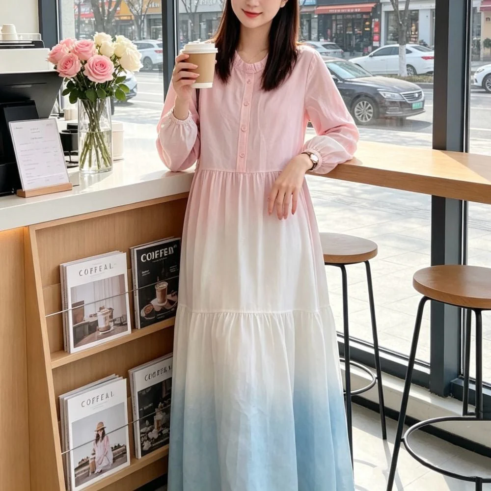 Gradient Tie-Dye Loose Maxi Dress(MS404) - Image 6