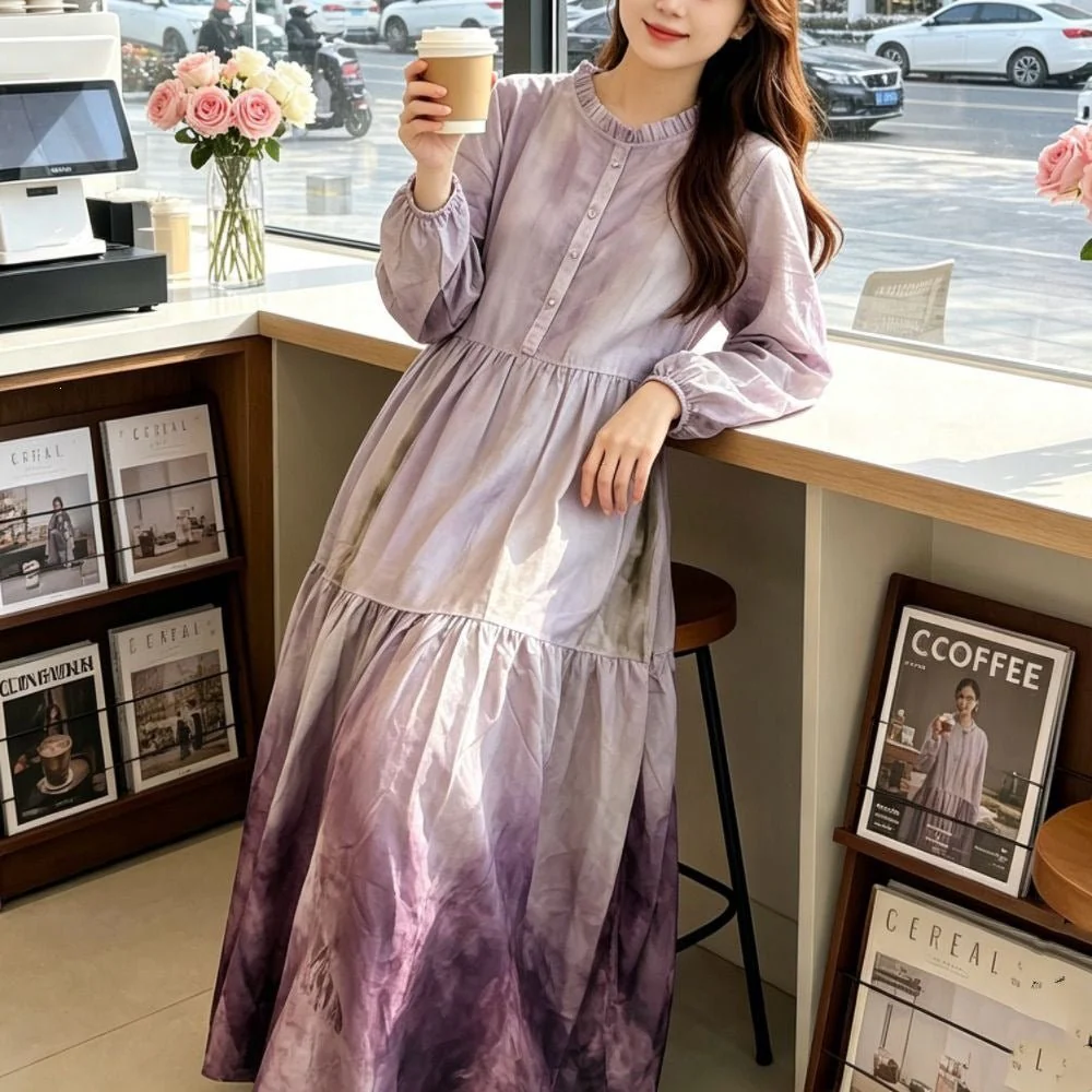Gradient Tie-Dye Loose Maxi Dress(MS404) - Image 9
