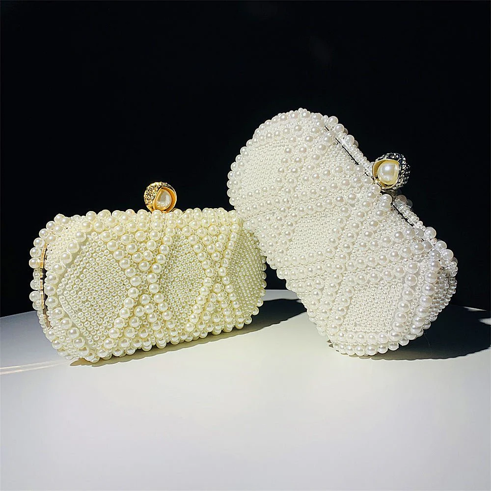 Hand-Beaded Pearl Evening Elegance Handbag (MAC286) - Image 3