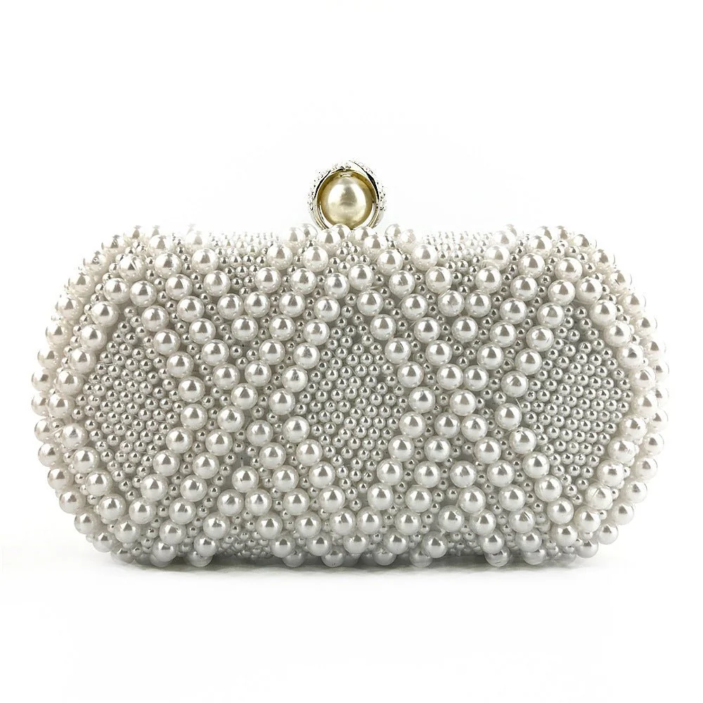 Hand-Beaded Pearl Evening Elegance Handbag (MAC286) - Image 5