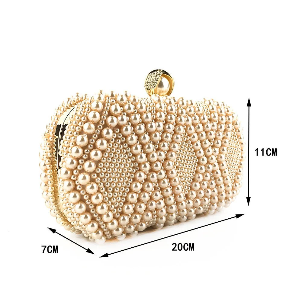 Hand-Beaded Pearl Evening Elegance Handbag (MAC286) - Image 7