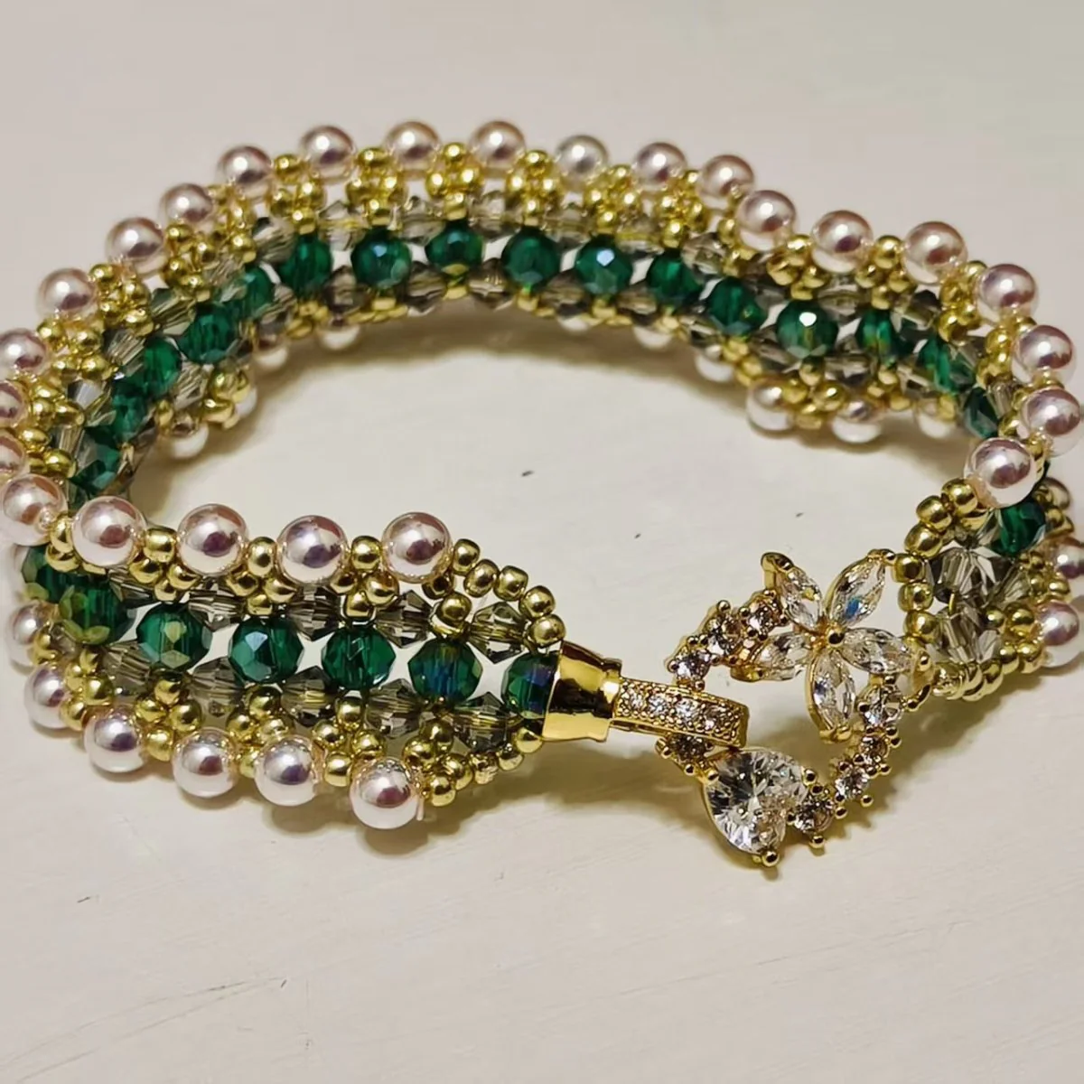 Handcrafted Crystal Floral Bracelet | Sparkling Statement Jewelry | Elegant Art-Inspired Accessory for Women (MAC348) - Image 2