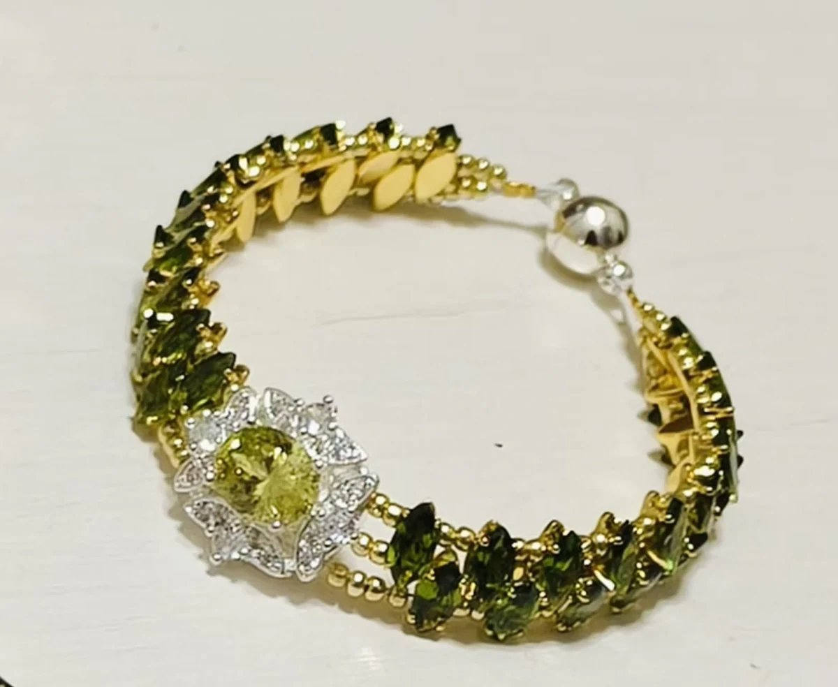 Handcrafted Crystal Floral Bracelet | Sparkling Statement Jewelry | Elegant Art-Inspired Accessory for Women (MAC348) - Image 3