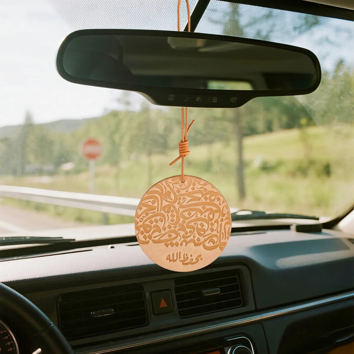 Handcrafted Islamic Car Mirror Hanger | Premium Leather Islamic Car Ornament with Geometric (MAC260) - Image 6