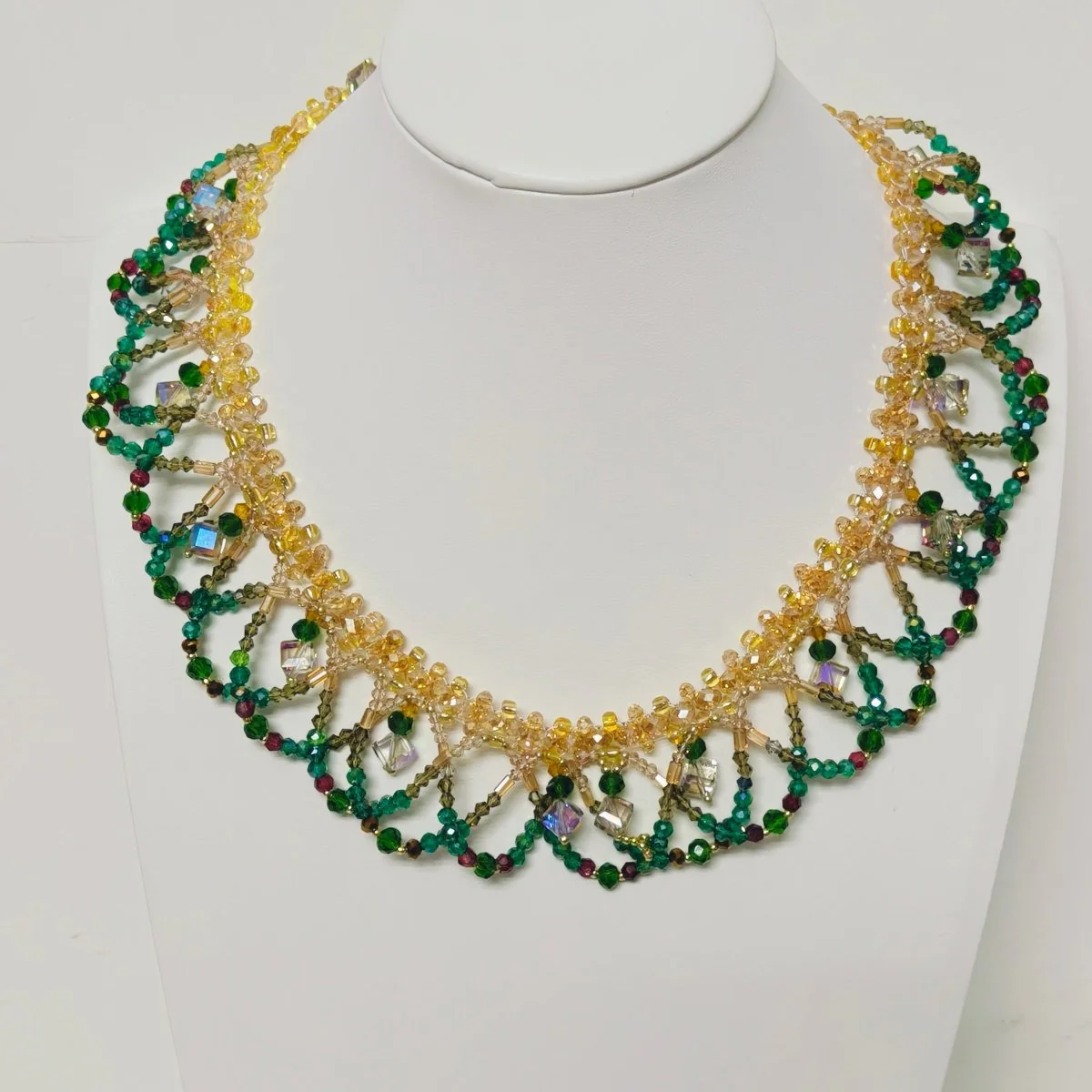 Handmade Woven Beaded Necklace | Glass Beads & Shell Pearls Choker | Intricate Seed Bead Art Necklace (MAC343) - Image 10