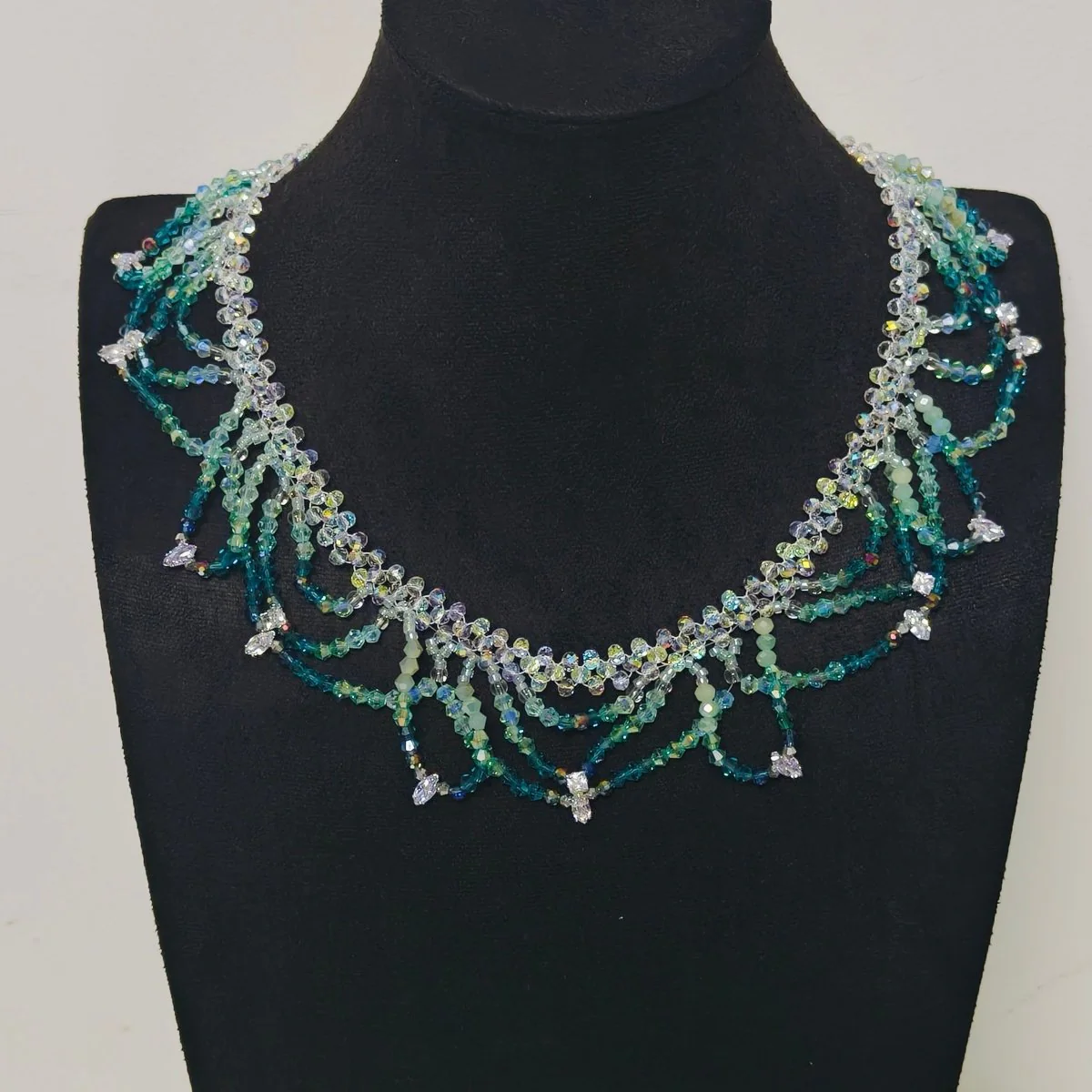 Handmade Woven Beaded Necklace | Glass Beads & Shell Pearls Choker | Intricate Seed Bead Art Necklace (MAC343) - Image 11