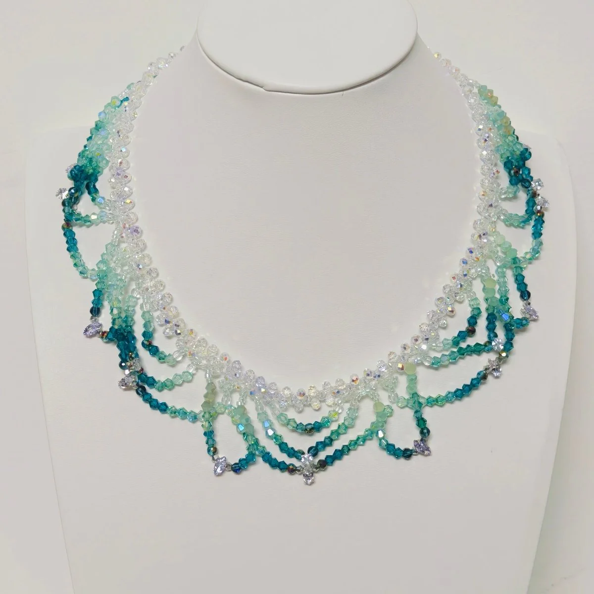 Handmade Woven Beaded Necklace | Glass Beads & Shell Pearls Choker | Intricate Seed Bead Art Necklace (MAC343) - Image 12