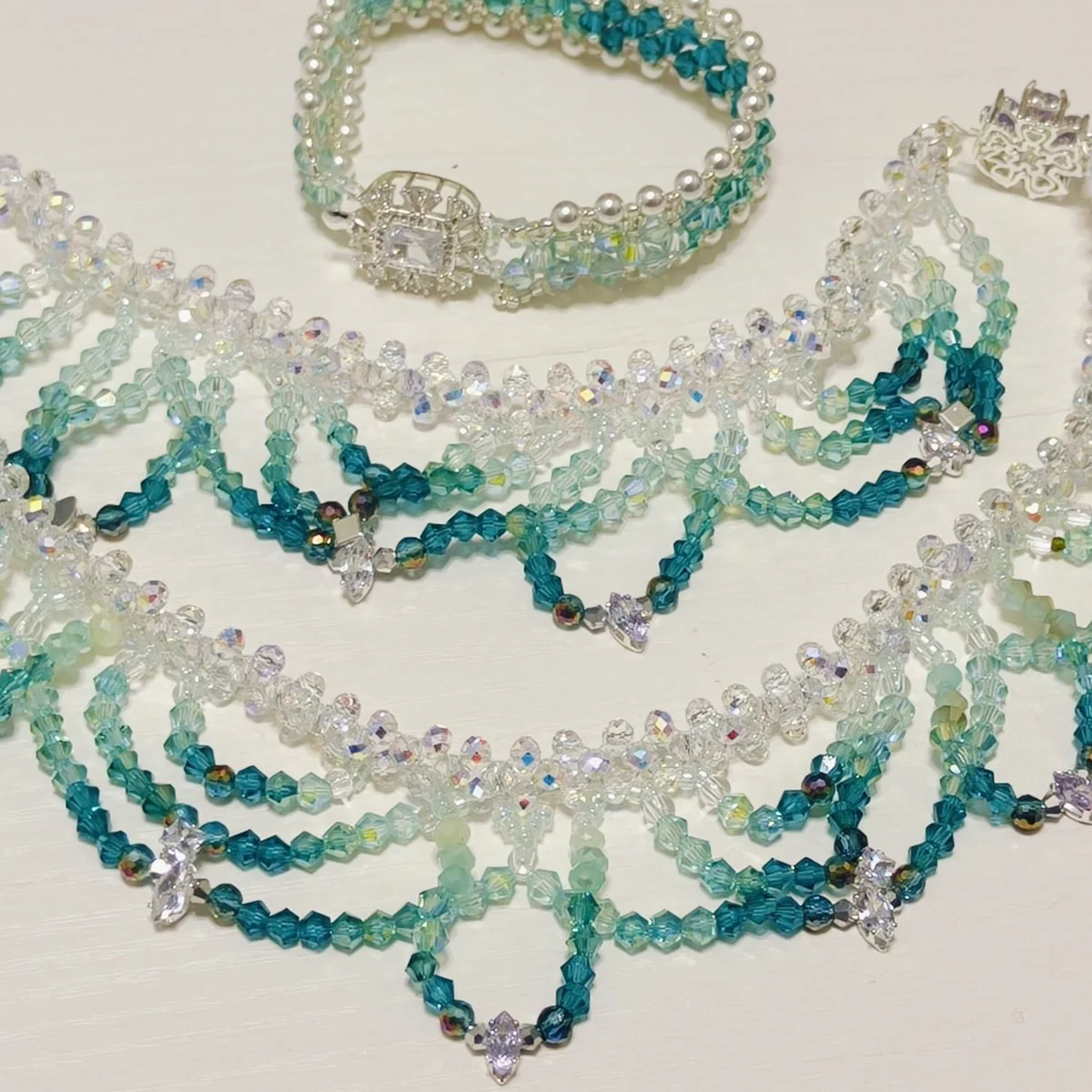 Handmade Woven Beaded Necklace | Glass Beads & Shell Pearls Choker | Intricate Seed Bead Art Necklace (MAC343) - Image 14