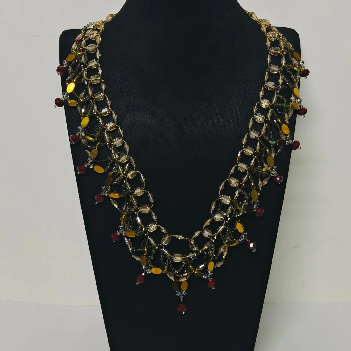 Handmade Woven Beaded Necklace | Glass Beads & Shell Pearls Choker | Intricate Seed Bead Art Necklace (MAC343) - Image 15