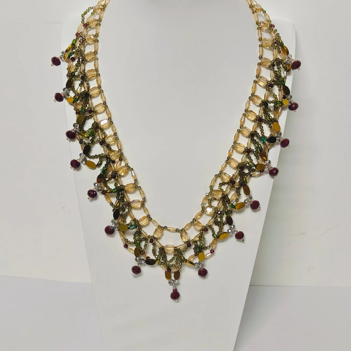 Handmade Woven Beaded Necklace | Glass Beads & Shell Pearls Choker | Intricate Seed Bead Art Necklace (MAC343) - Image 16