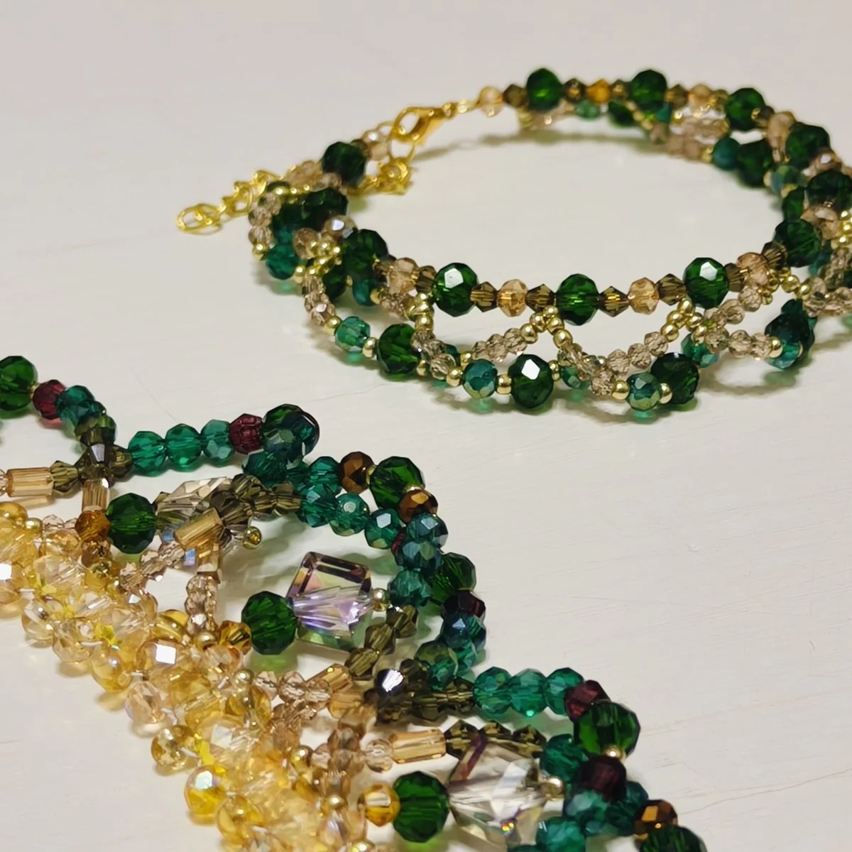 Handmade Woven Beaded Necklace | Glass Beads & Shell Pearls Choker | Intricate Seed Bead Art Necklace (MAC343) - Image 2