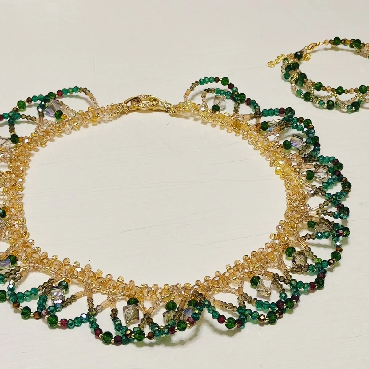 Handmade Woven Beaded Necklace | Glass Beads & Shell Pearls Choker | Intricate Seed Bead Art Necklace (MAC343) - Image 28