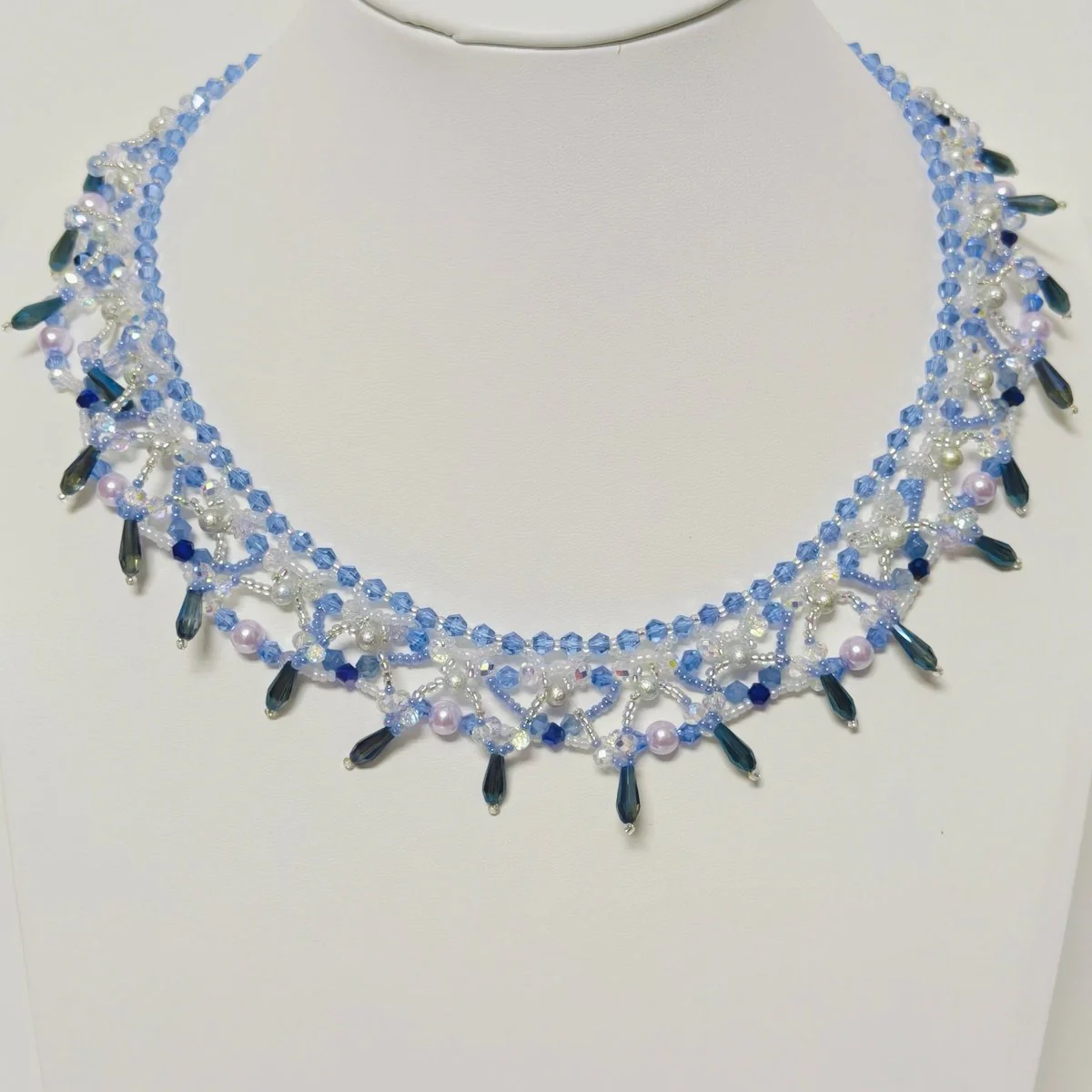 Handmade Woven Beaded Necklace | Glass Beads & Shell Pearls Choker | Intricate Seed Bead Art Necklace (MAC343) - Image 6