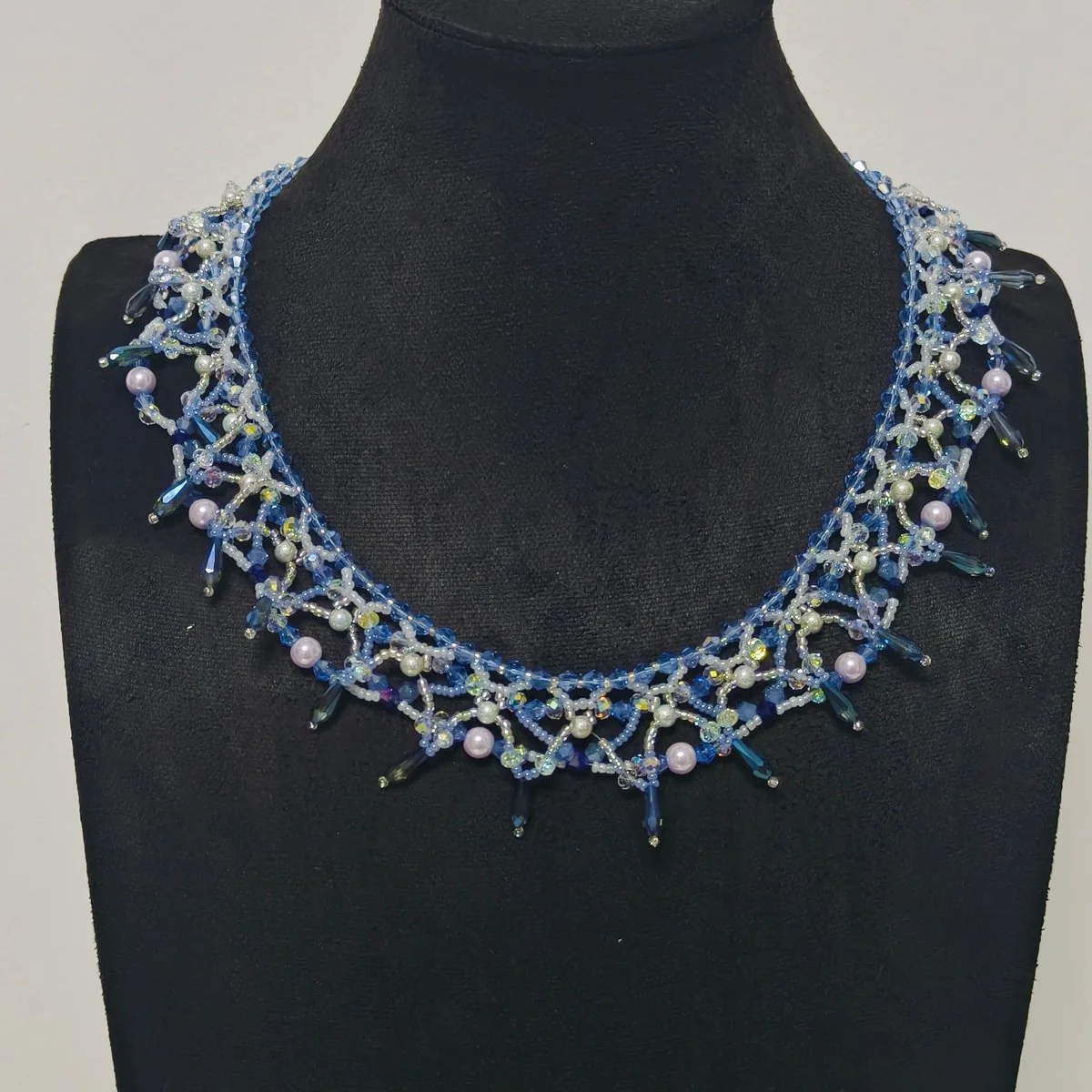Handmade Woven Beaded Necklace | Glass Beads & Shell Pearls Choker | Intricate Seed Bead Art Necklace (MAC343) - Image 7