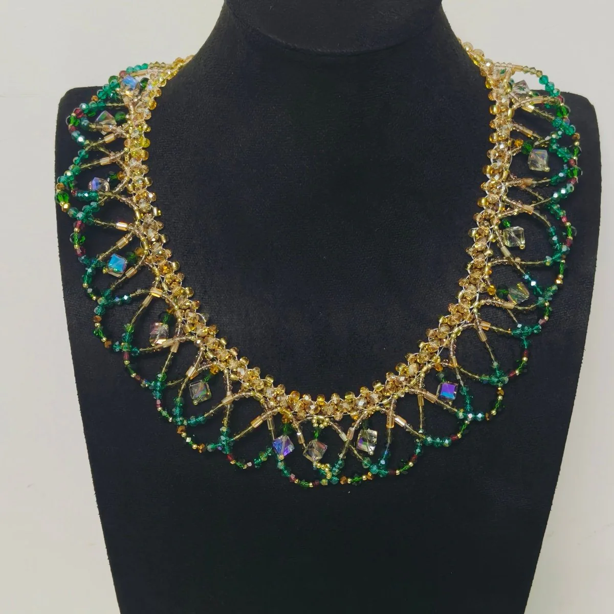 Handmade Woven Beaded Necklace | Glass Beads & Shell Pearls Choker | Intricate Seed Bead Art Necklace (MAC343) - Image 9