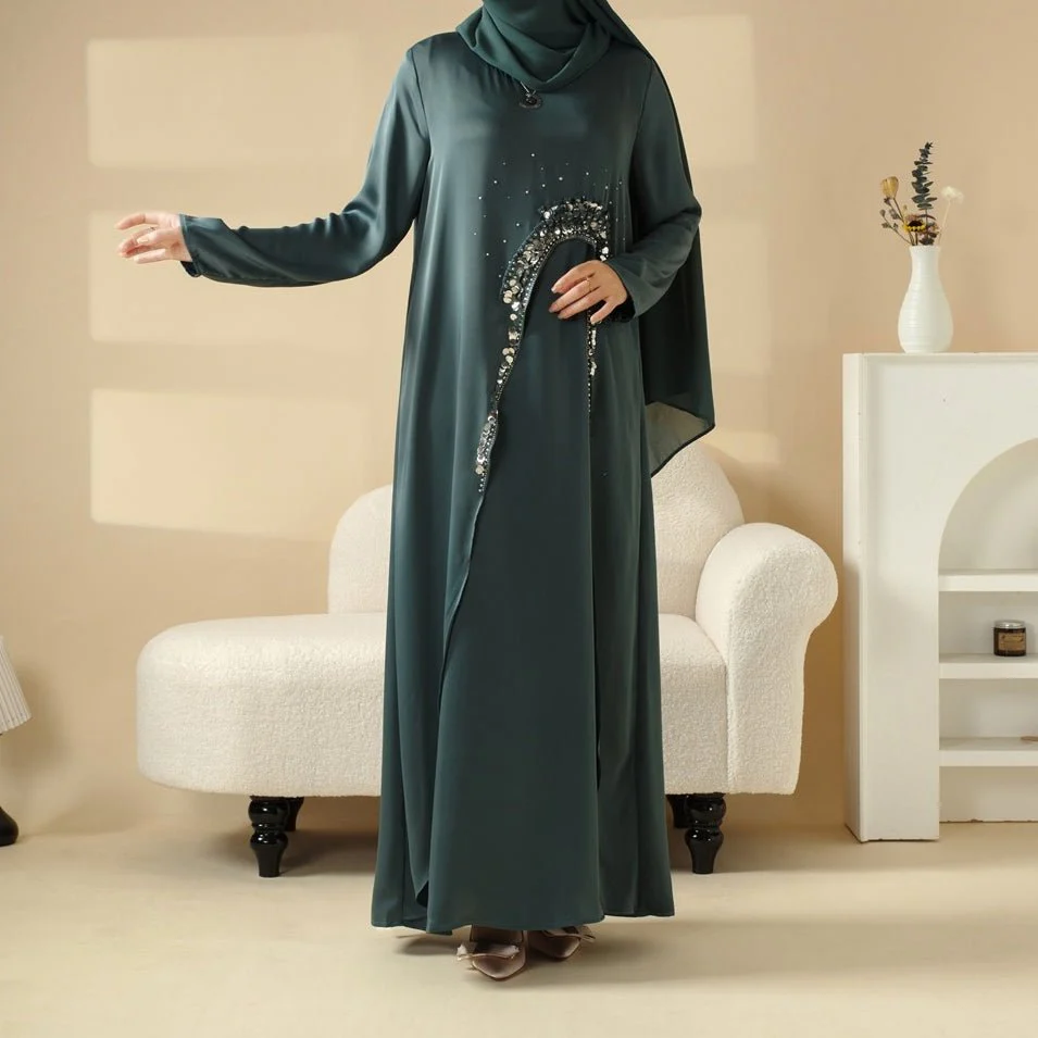 Haute Couture Abaya, Heavy-Crafted 3-Layer Cape Abaya (MA096) - Image 15