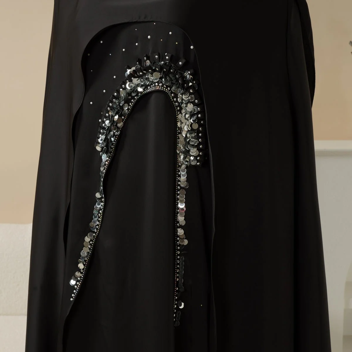 Haute Couture Abaya, Heavy-Crafted 3-Layer Cape Abaya (MA096) - Image 21
