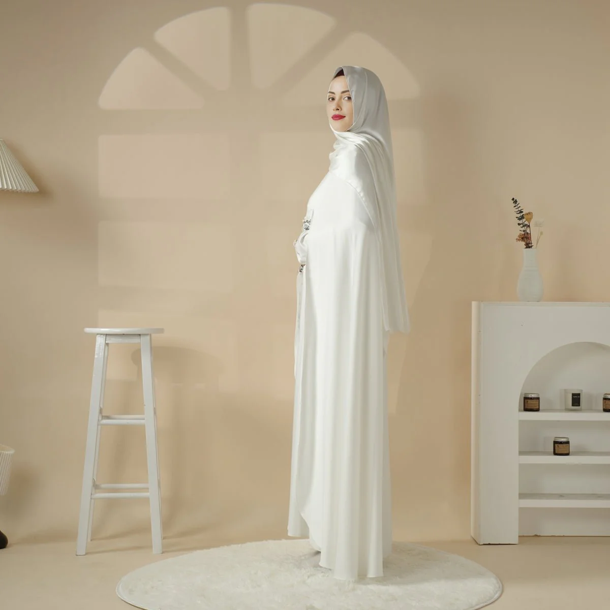 Haute Couture Abaya, Heavy-Crafted 3-Layer Cape Abaya (MA096) - Image 5