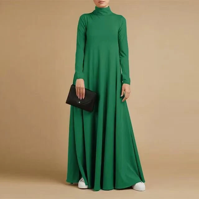 High Neck Modest Abaya | Solid Color Long Sleeve Abaya With High Neck (MA102) - Image 2
