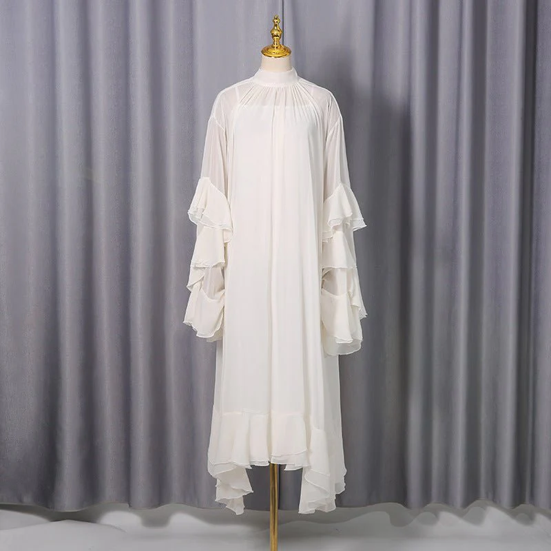 High Neck Ruffle Sleeve Dress(MS360) - Image 2