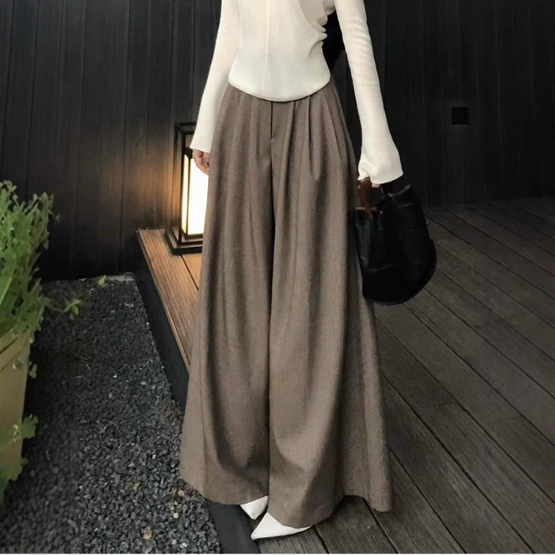 High Waist Wide Leg Trousers | Loose Fit Tailored Palazzo Pants(MS178) - Image 2