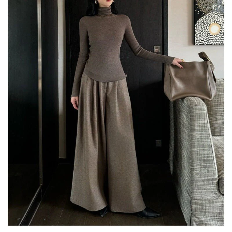 High Waist Wide Leg Trousers | Loose Fit Tailored Palazzo Pants(MS178) - Image 3