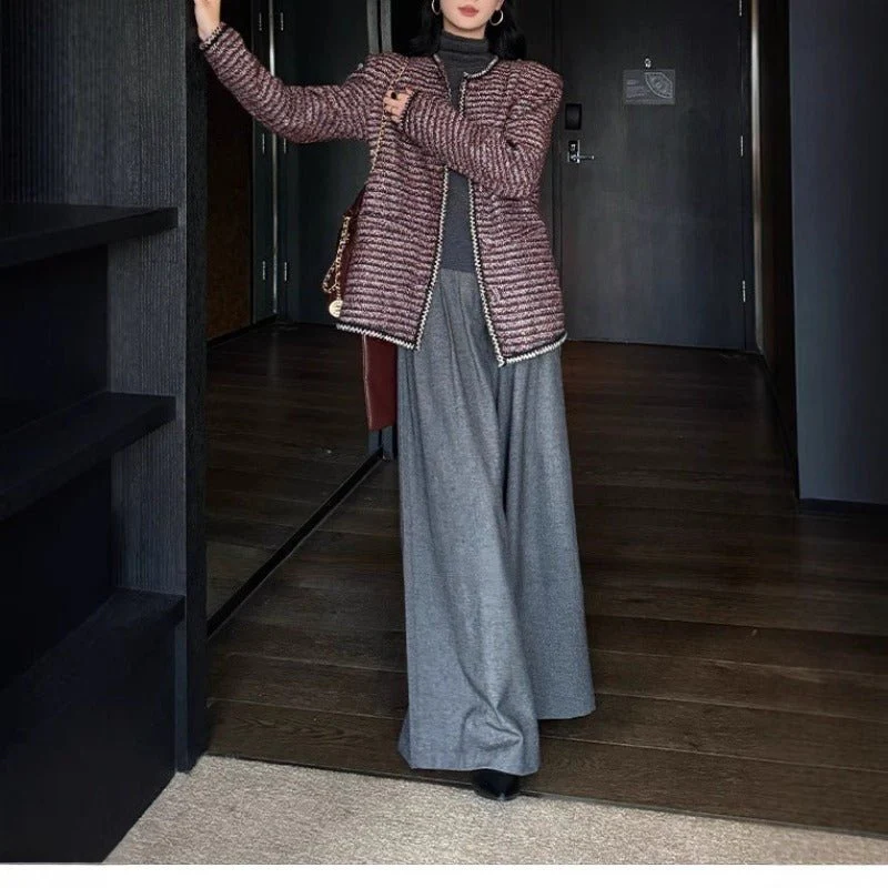 High Waist Wide Leg Trousers | Loose Fit Tailored Palazzo Pants(MS178) - Image 6