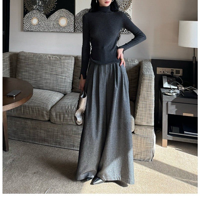 High Waist Wide Leg Trousers | Loose Fit Tailored Palazzo Pants(MS178) - Image 7