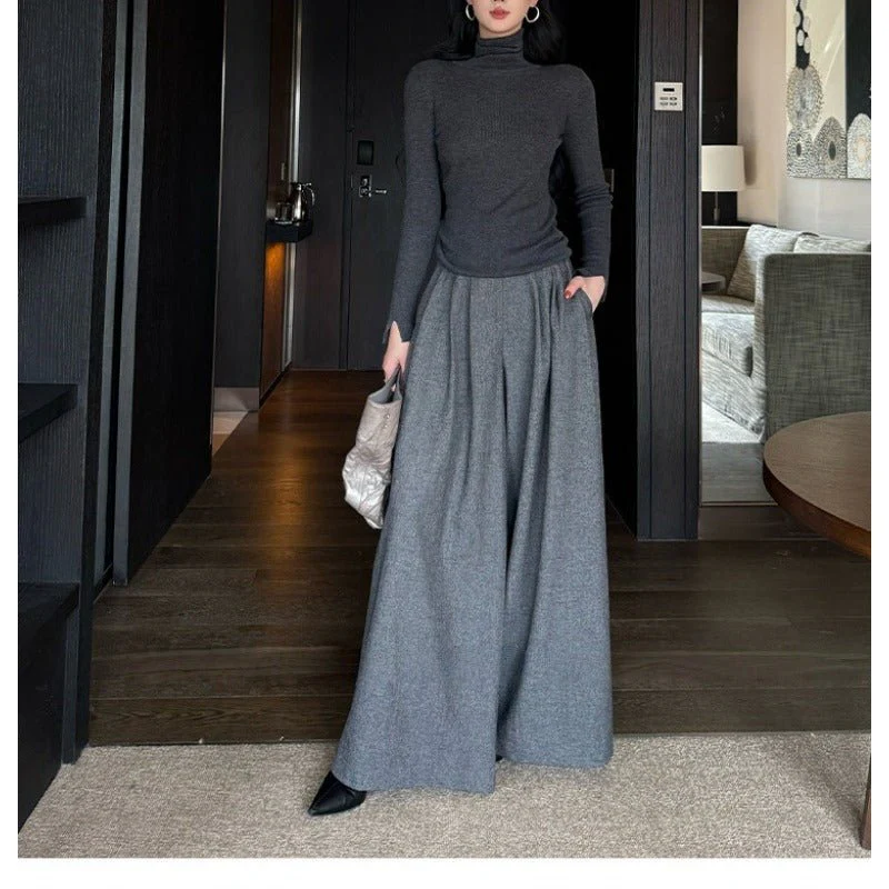High Waist Wide Leg Trousers | Loose Fit Tailored Palazzo Pants(MS178) - Image 8